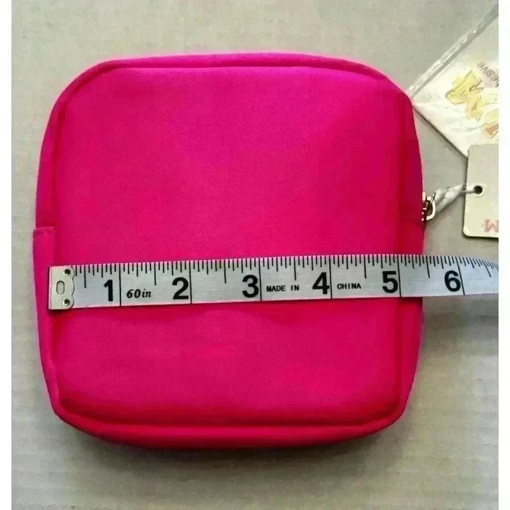 Get Ready With Me Travel Make Up GRWM Bag Hot Pink with Adhesive Patches Stuffer